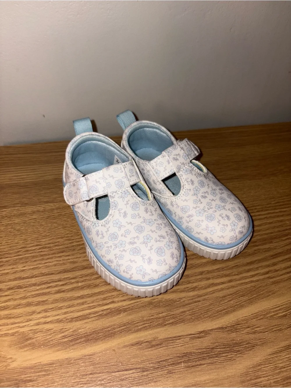Baby Mary Jane Floral Shoes in Light Blue